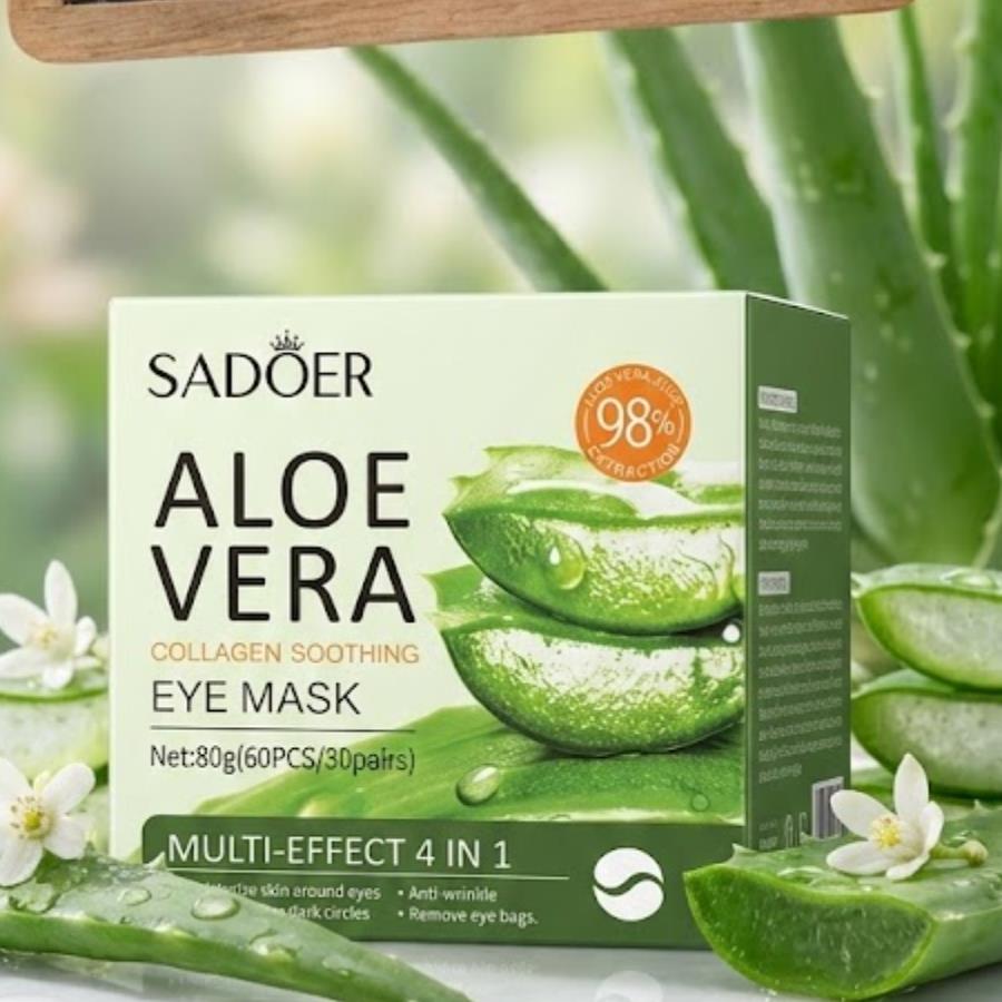 Sadoer Aloe Vera Collagen Soothing Eye Mask – Parches para Contorno de Ojos (60 pzas / 30 pares)