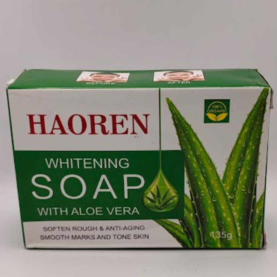 Haoren Whitening Soap con Aloe Vera – Jabón Aclarante e Hidratante (135 g)