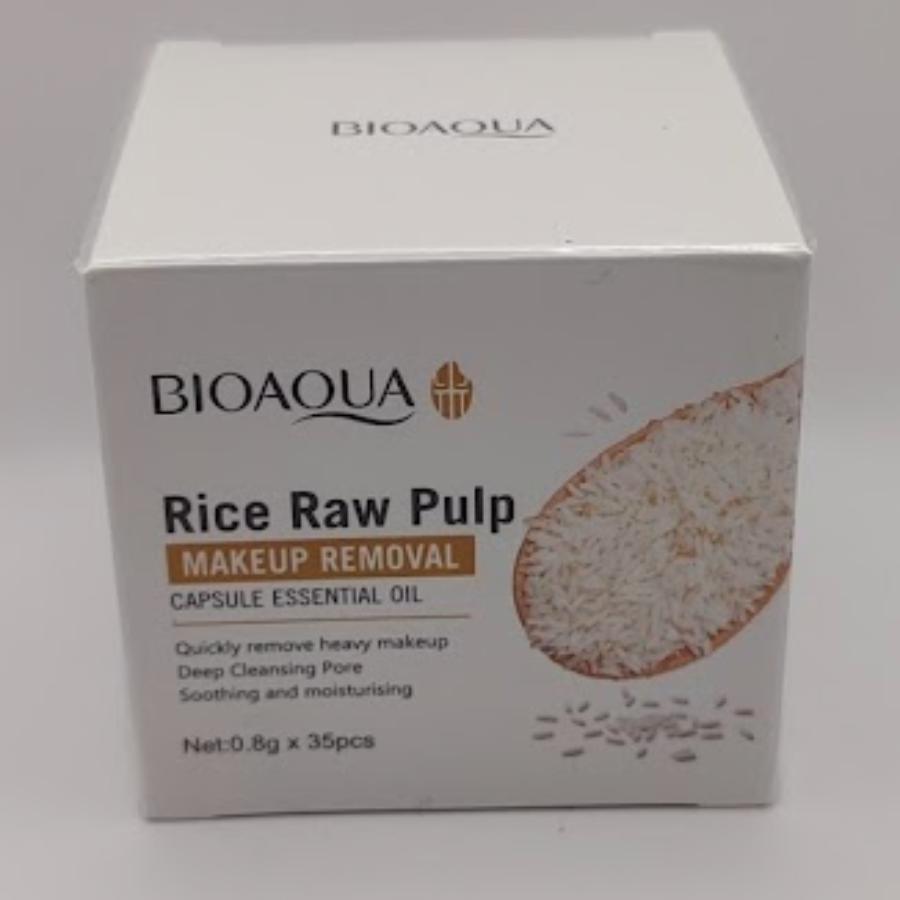 BIOAQUA Rice Raw Pulp Makeup Removal – Cápsulas Desmaquillantes con Aceite Esencial (35 piezas)