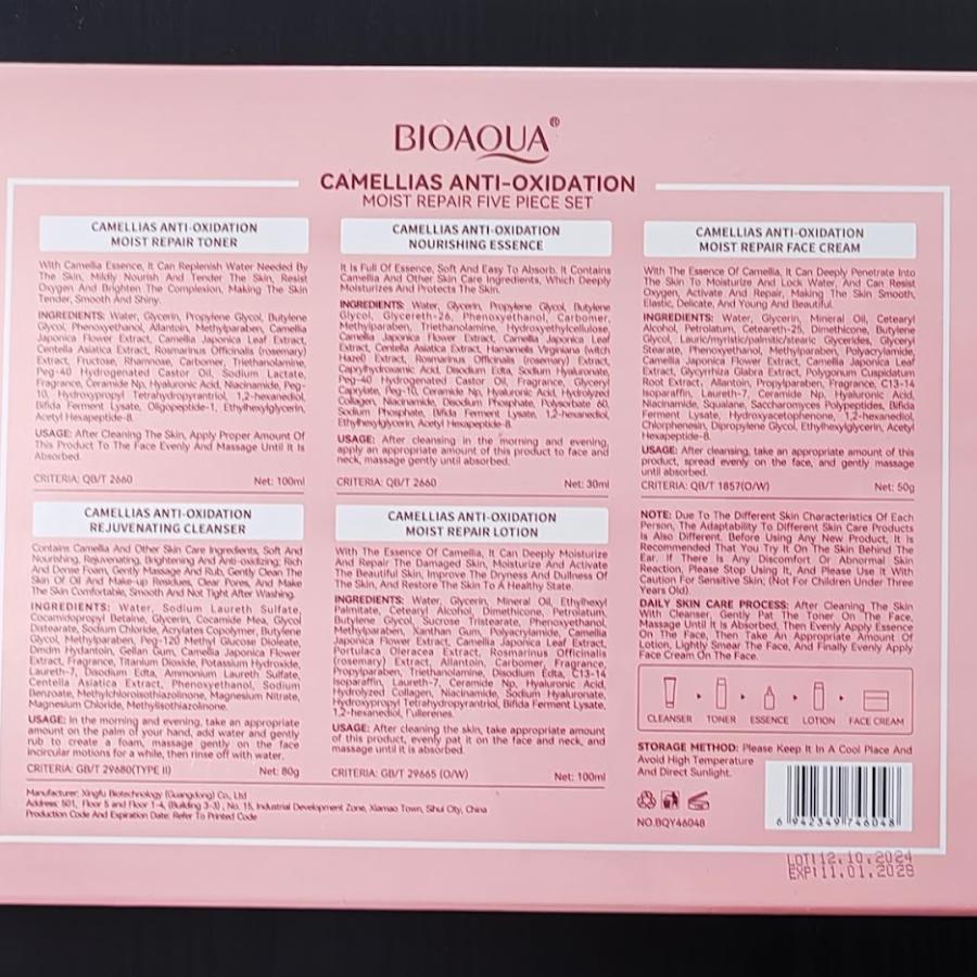 Bioaqua Camellias Anti Oxidation Moist Repair Set Facial 5 Piezas