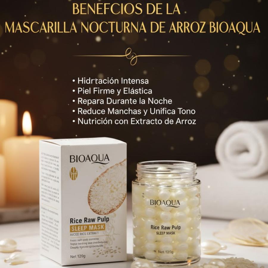 Mascarilla Nocturna Reparadora BIOAQUA Rice Raw Pulp – Efecto Piel Descansada al Despertar 🌙✨