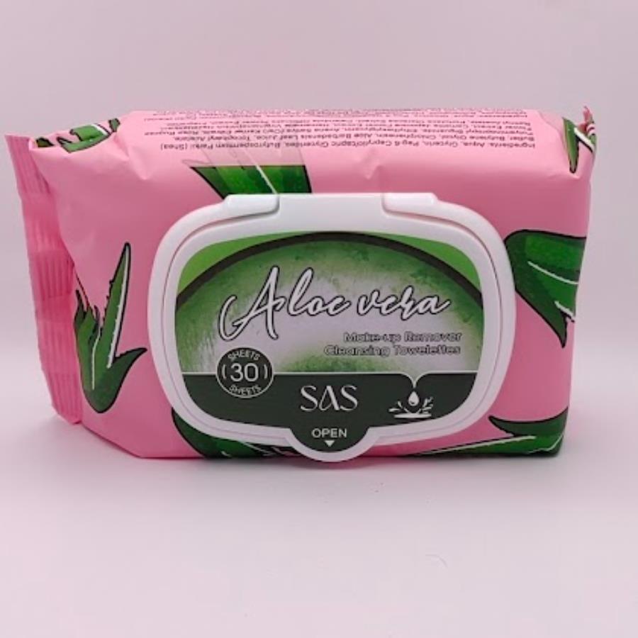 SAS Aloe Vera Makeup Remover Wipes – Toallitas Desmaquillantes Hidratantes (30 pzas)
