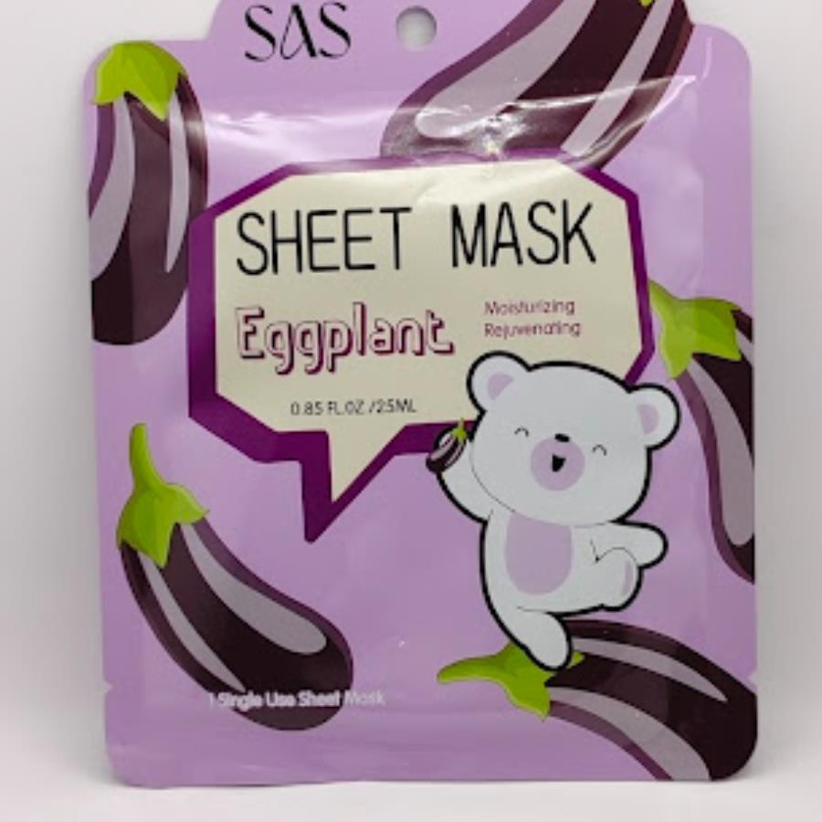 SAS Sheet Mask Eggplant – Mascarilla Facial Hidratante y Rejuvenecedora (25 ml)