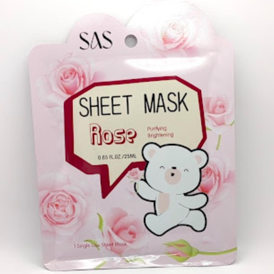 SAS Sheet Mask Rose – Mascarilla Facial Purificante y Calmante (25 ml)