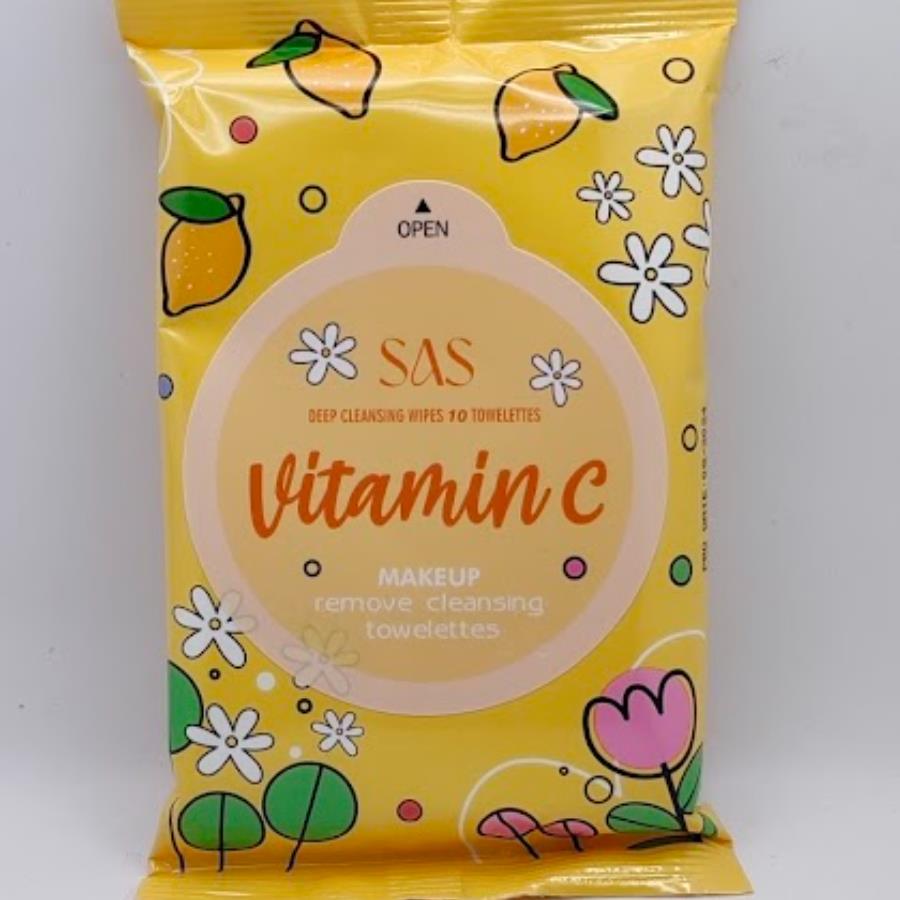 SAS Vitamin C Makeup Remover Wipes – Toallitas Desmaquillantes Iluminadoras (10 pzas)