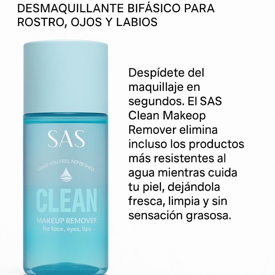 SAS Clean Makeup Remover – Desmaquillante Bifásico para Rostro, Ojos y Labios