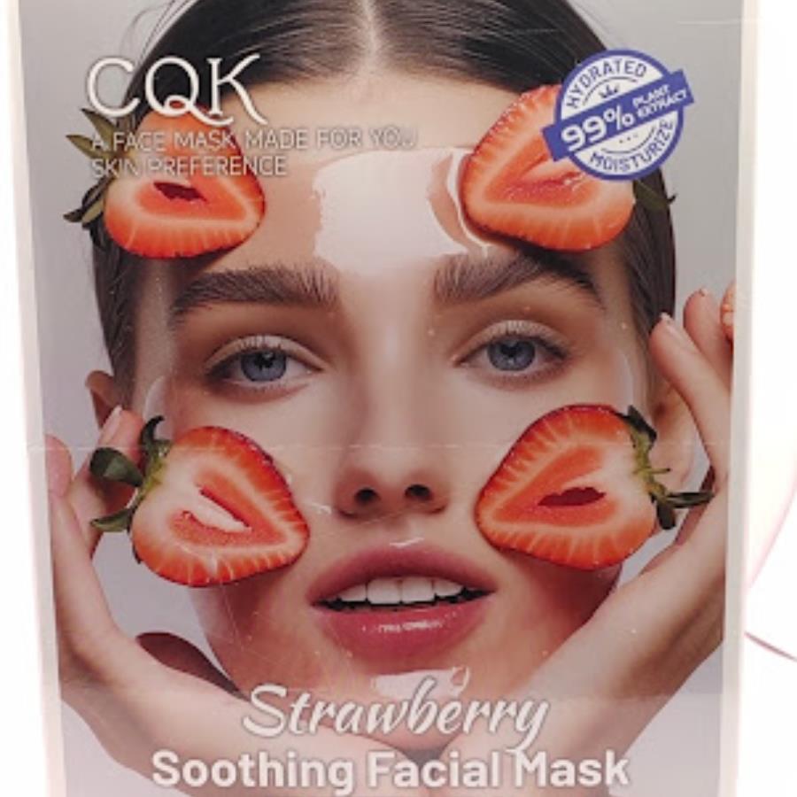 Mascarilla Facial Calmante de Fresa – CQK 1 pza