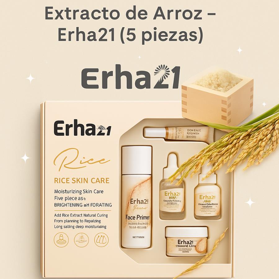 ✨ Set de Cuidado Facial con Extracto de Arroz – Erha21 (5 piezas) ✨