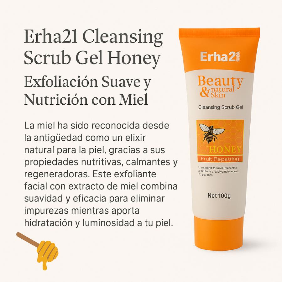 ✨ Erha21 Cleansing Scrub Gel Honey – Exfoliación Suave y Nutrici