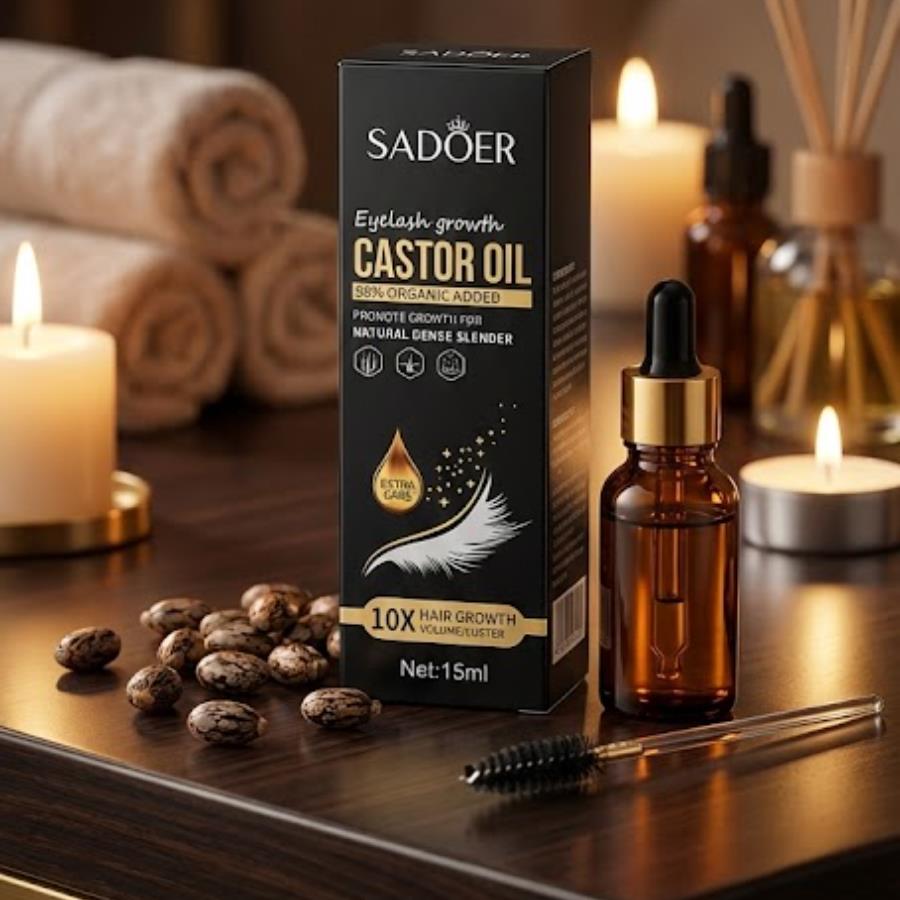 Sadoer Castor Oil Eyelash Growth – Aceite de Ricino para Crecimiento de Pestañas y Cejas (15 ml)